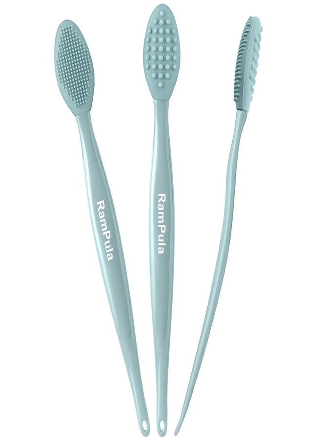 RamPula 3 Pcs Lip Scrub Brush, Silicone Lip Scrubber Exfoliator, 3-in-1 Double-Sided Lip Brush Tool for Men Women Lip Lightening, Gentle Lip Exfoliator Scrubber Tool for Dark Lips - Image 1